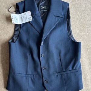 Zara Navy Pinstripe Vest Top NWT